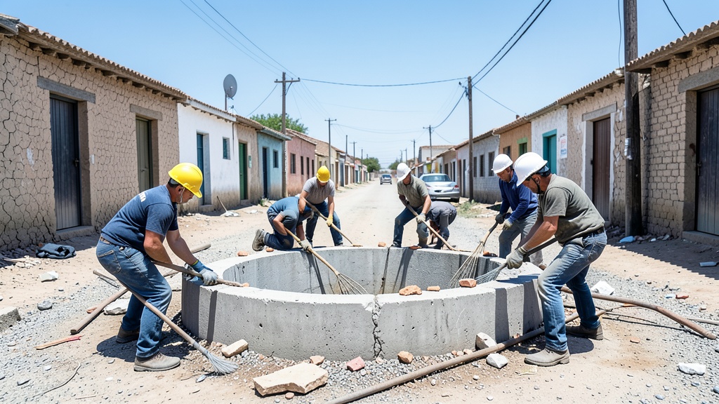 Alcaldía de Yaguachi limpia pozo de agua en Tendales para asegurar el servicio