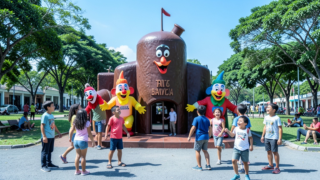 Niños de Coronel Maridueña celebraron el Día del Niño con Wonka y payasos en El Campín