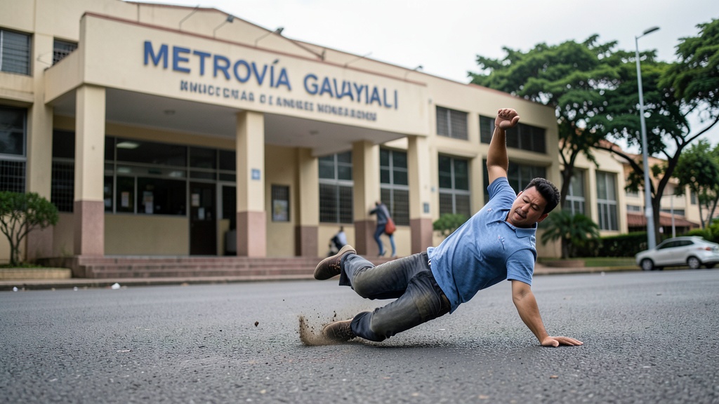 Hombre cae a la calzada al subir al Metrovía en Biblioteca Municipal