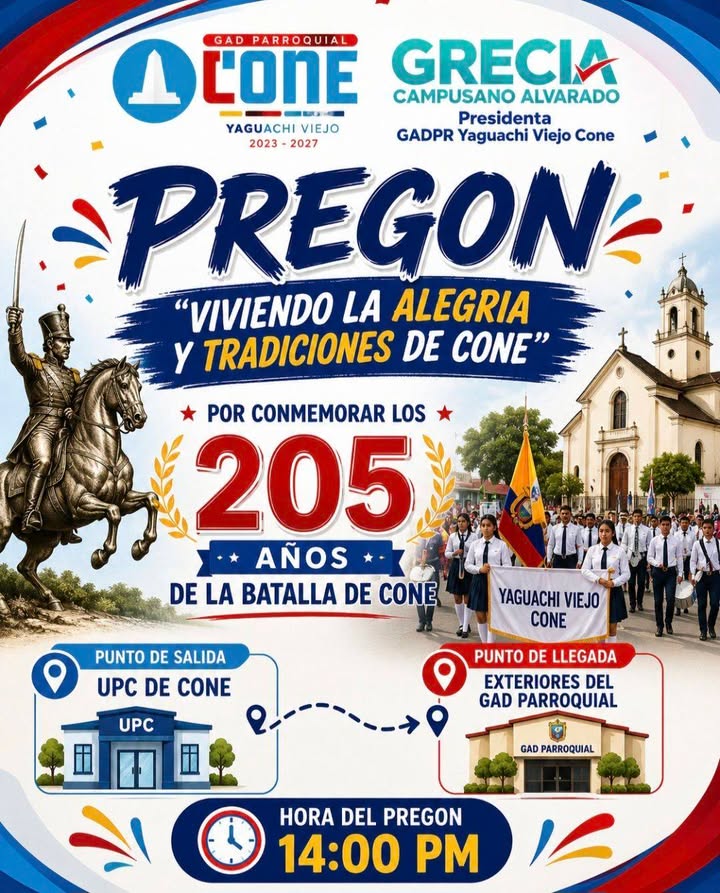 Yaguachi celebra sus raíces con el pregón 'Viviendo la Alegría y Tradiciones de Cone'