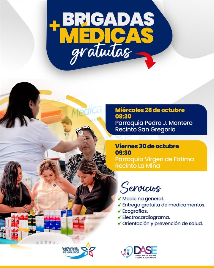 Brigadas médicas gratuitas llegan a San Gregorio y La Mina este miércoles y viernes