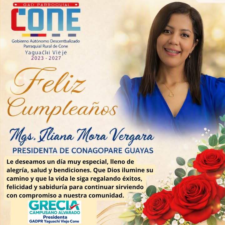 GAD Parroquial de Cone felicita a Iliana Mora por su cumpleaños