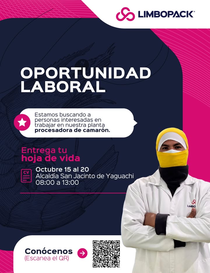 Limbopack abre convocatoria laboral en Yaguachi para su planta de camarón