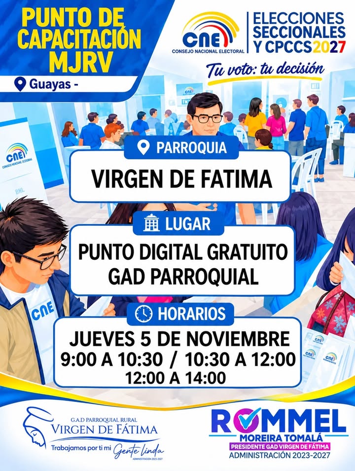 CNE capacitará a miembros de Juntas Receptoras del Voto en Virgen de Fátima el 5 de noviembre