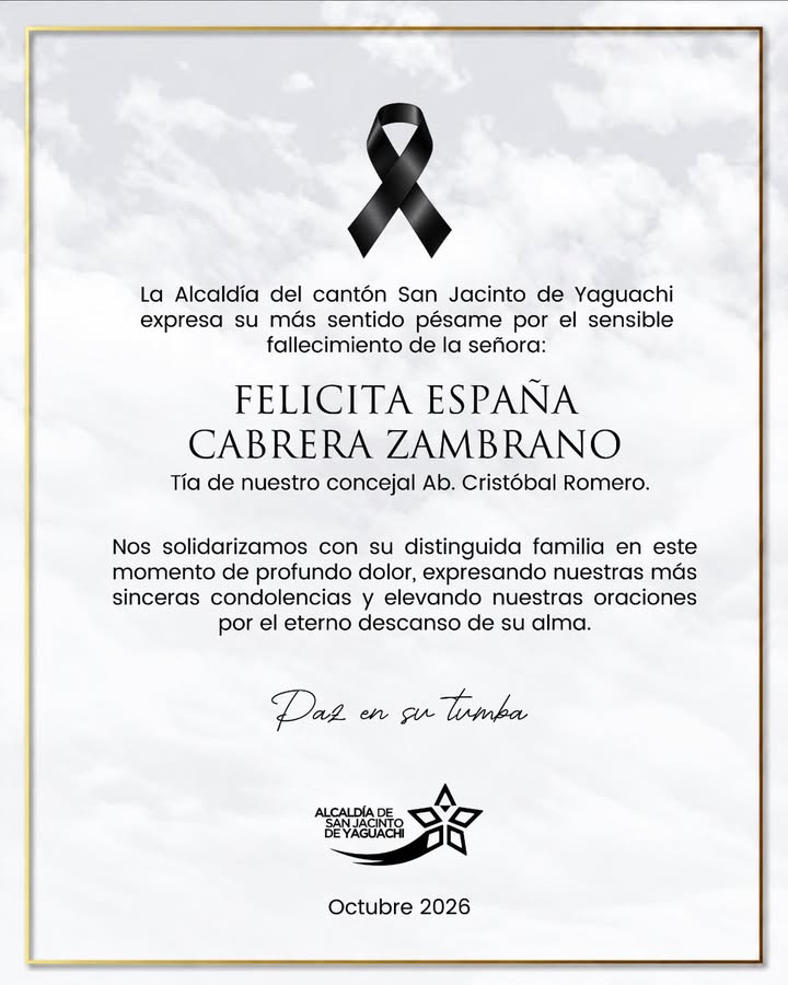 La Alcaldía de San Jacinto lamenta el fallecimiento de Felícita España