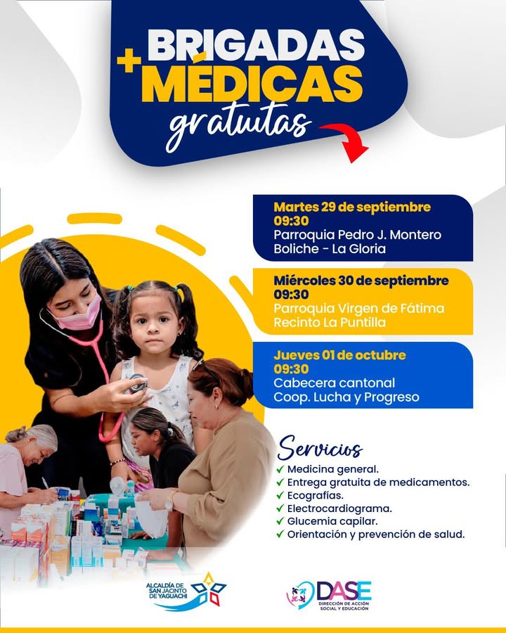 Brigadas médicas gratuitas llegan a tres parroquias de Yaguachi desde este martes