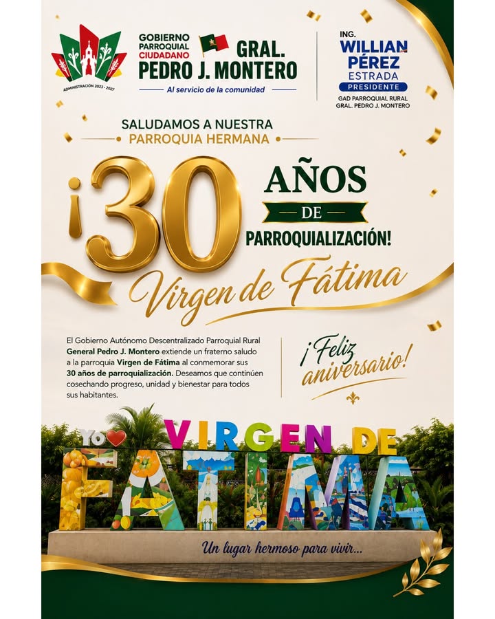GAD Boliche felicita a Virgen de Fátima por sus 30 años de parroquialización