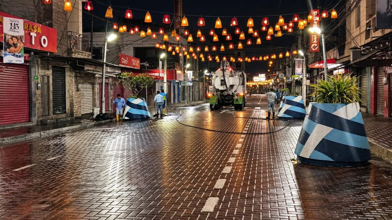 San Jacinto intensifica limpieza en 'Calle Roja' para mejorar el orden urbano