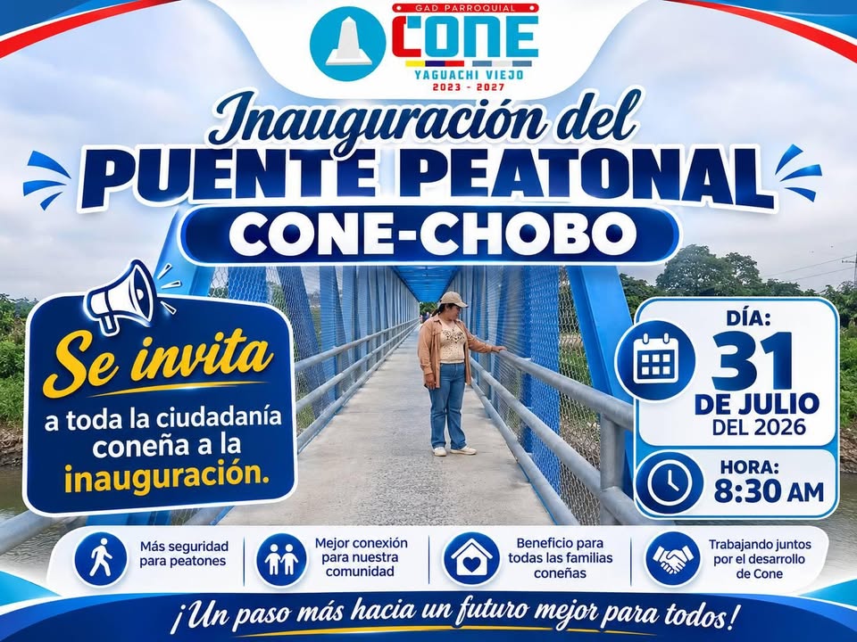 Yaguachi celebra la inauguración del puente peatonal Cone-Chobo este 31 de julio