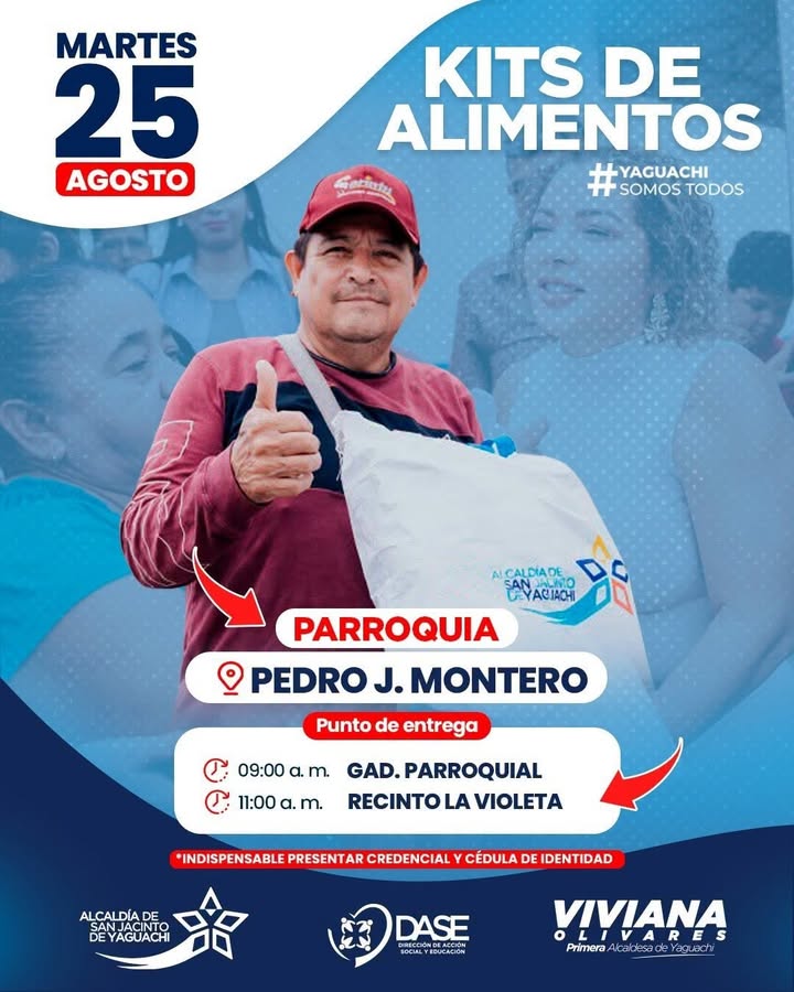 GAD San Jacinto organiza entrega de kits de alimentos en Yaguachi este martes