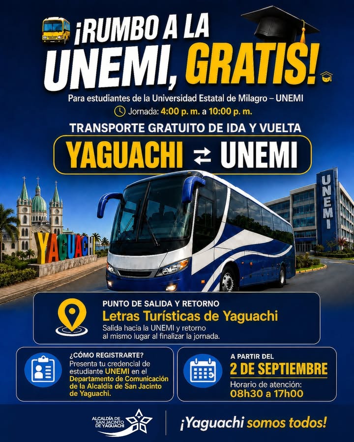 GAD San Jacinto ofrece transporte gratuito para estudiantes nocturnos de la UNEMI