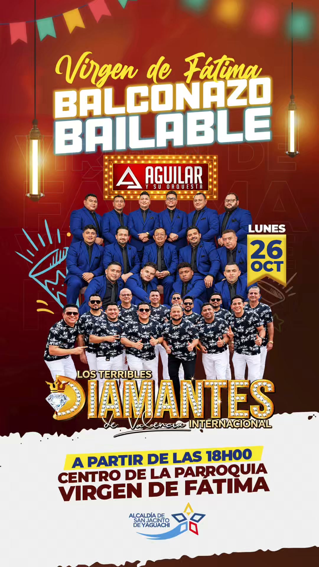 Fiesta popular mueve a Virgen de Fátima con Águilar y Los Terribles Diamantes