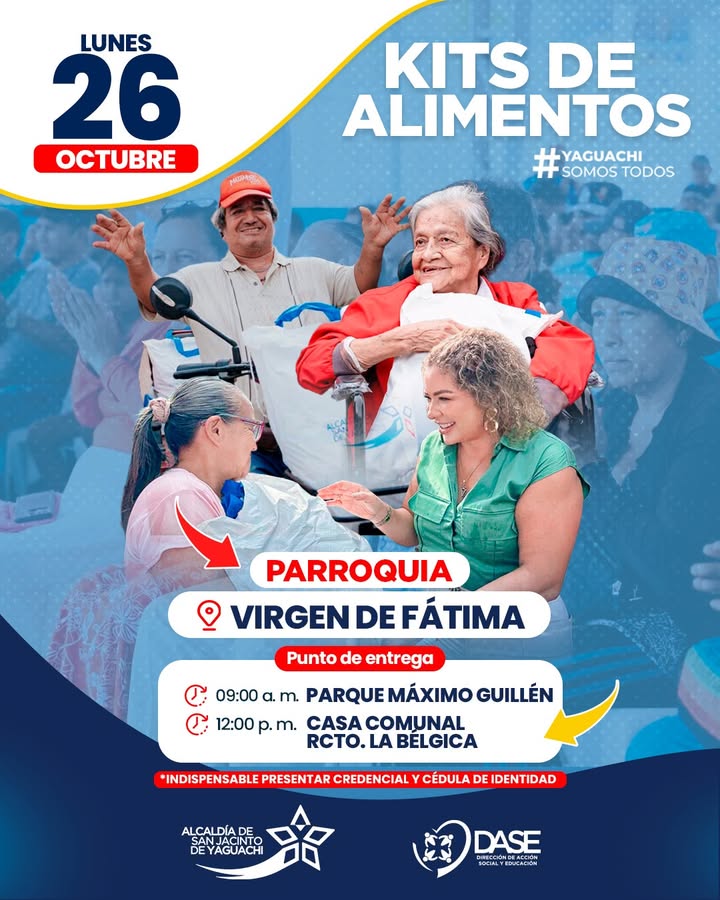 San Jacinto de Yaguachi entrega alimentos este lunes 26 en Fátima y La Bélgica