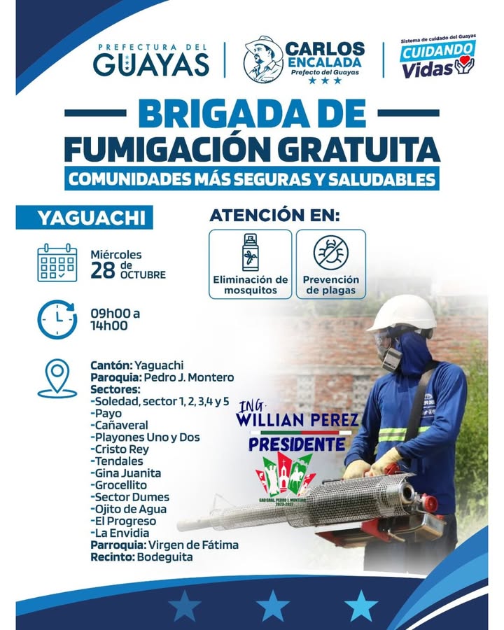 Prefectura del Guayas y Junta de Boliche coordinan fumigación para el 28 de octubre